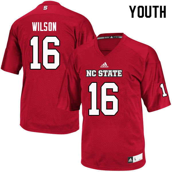 Youth #16 Russell Wilson NC State Wolfpack College Football Jerseys Sale-Red - Click Image to Close